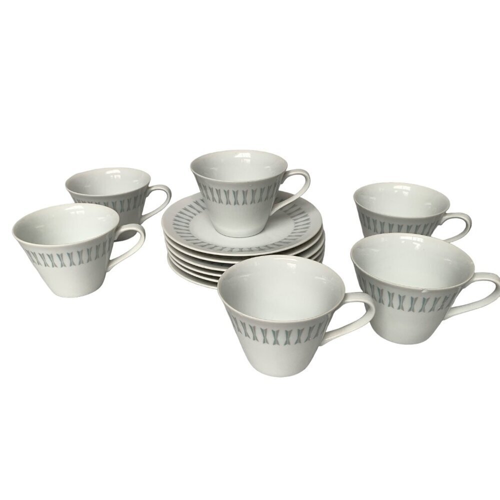 Amcrest Blue Concerto Bread Plates & Cups Mugs Set
